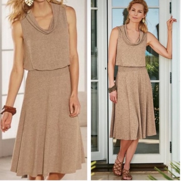 Soft Surroundings Dresses & Skirts - Soft Surroundings Kerry Dress Cowl Neck Smocked Soft Stretchy Flowy SzM